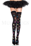 Thigh-Hi - Music Legs - 4286 - Multicolor Print Leaf Thigh Hi