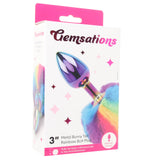 Anal Plug - Gemsations - 3" Metal Bunny Tail Rainbow Plug