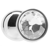 Anal Plug - Ouch! - Silver Metal Clear Round Gem Large