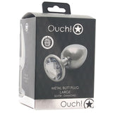 Anal Plug - Ouch! - Silver Metal Clear Round Gem Large