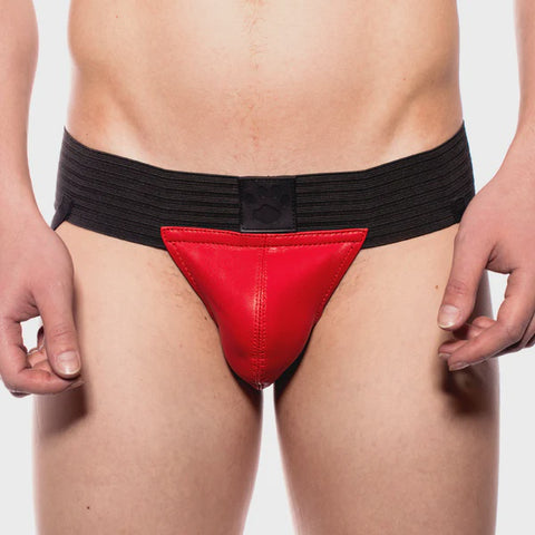 Lingerie - Prowler - Red Leather Pouch Jock Large