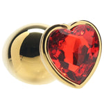 Anal Plug - Ouch! - Red Heart Gem Gold Plug Medium