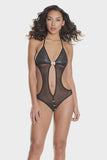 Lingerie - Coquette -  Crotchless Teddy Black Mesh