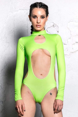 Bodysuit - Devil Walking - Neon Green Long Sleeve