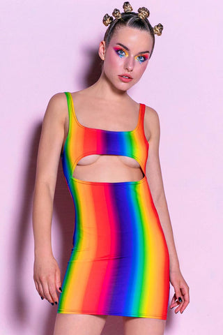 Cut Out Dress - Devil Walking - Rainbow Dress