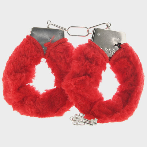 Hand Cuffs - Calexotics - Furry Cuffs Red