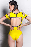 Bodysuit - Devil Walking - Yellow Cut Out